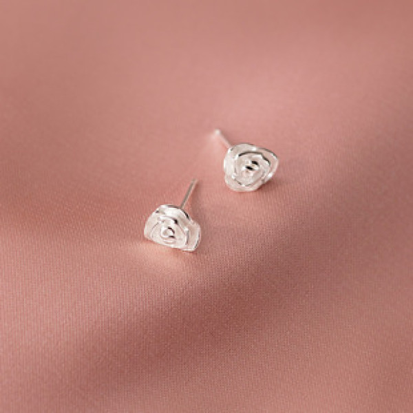 A38988 s925 silver rose stud cute sweet unique elegant earrings