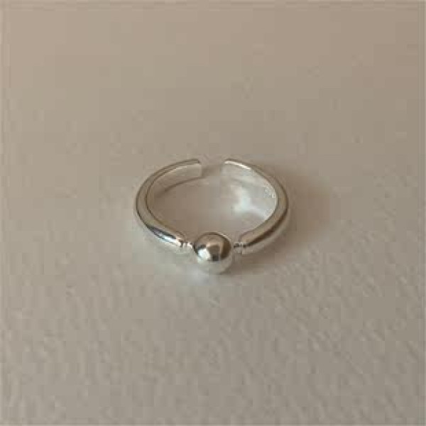 A42675 sterling silver bead simple fashion adjustable ring