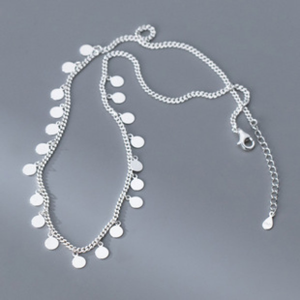 A41610 s925 sterling silver simple elegant plate fringe necklace