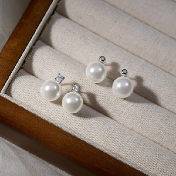 A44926 s925 sterling silver simple rhinestone stud earrings