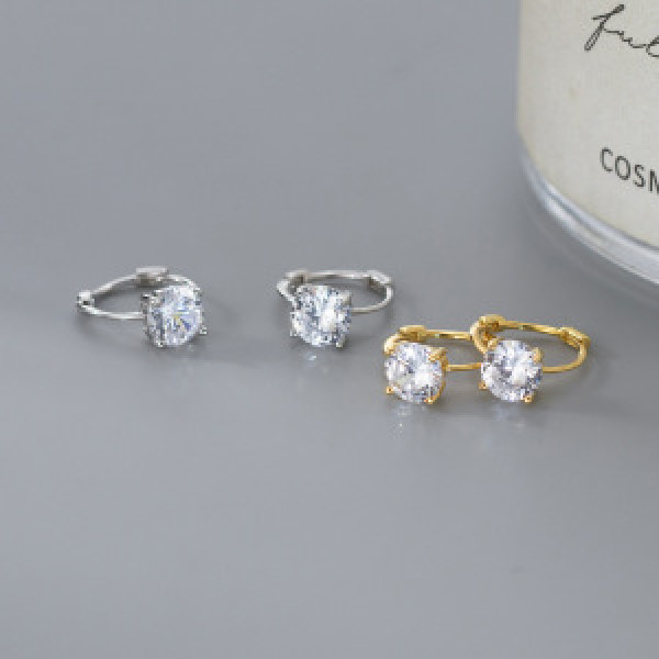 A46270 s925 sterling silver simple elegant classic rhinestone ear buckle