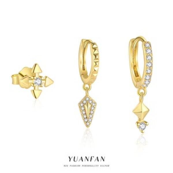 A45261 s925 sterling silver unique cubic zirconia stud fashion trendy earrings