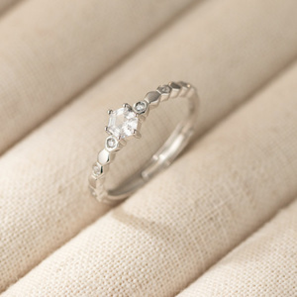 A45960 s925 sterling silver trendy sweet dainty rhinestone ring