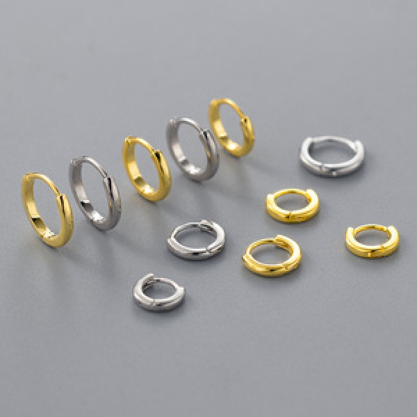 A45732 s925 sterling silver dainty simple geometric circle stud earrings