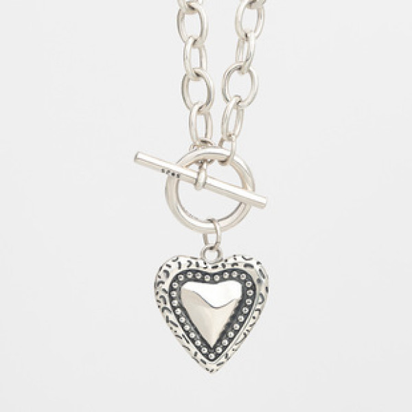 A32904 s925 sterling silver vintage chic pendant heart simple necklace