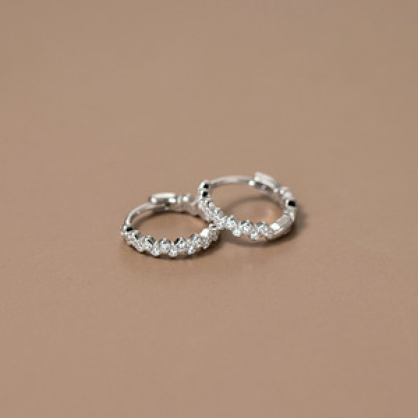 A44356 s925 sterling silver simple elegant dainty rhinestone weave stud earrings