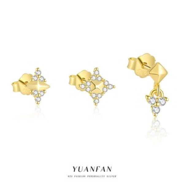 A45276 s925 sterling silver stars rhinestone cubic zirconia stud trendy earrings