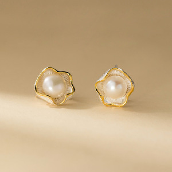 A45879 s925 sterling silver sweet gold flower grade earrings