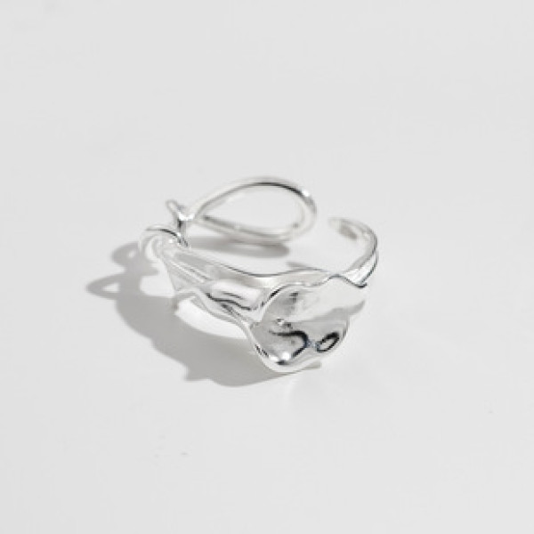 A39645 s925 sterling silver flower adjustable design elegant ring