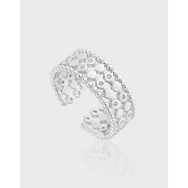 A40040 elegant grade bead hollowed design square rhinestone s925 sterling silver ring