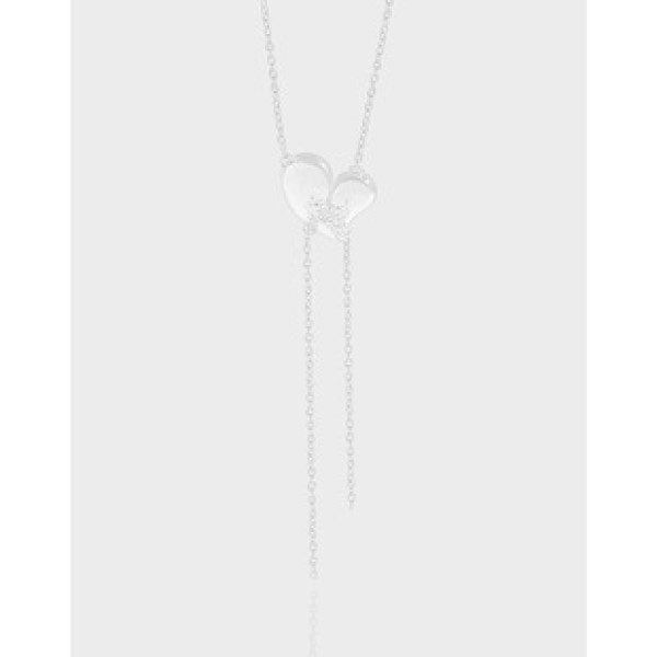 A39877 design heart fringe sterling silver s925 necklace