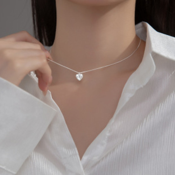 A37250 s925 sterling silver heart women necklace