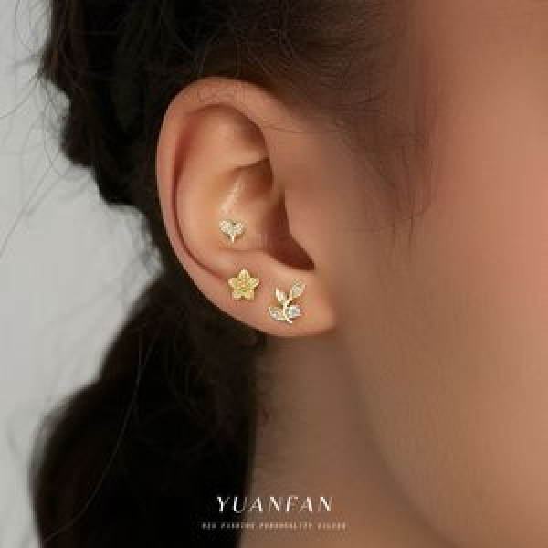 A45697 s925 sterling silver flower stud fashion dainty earrings