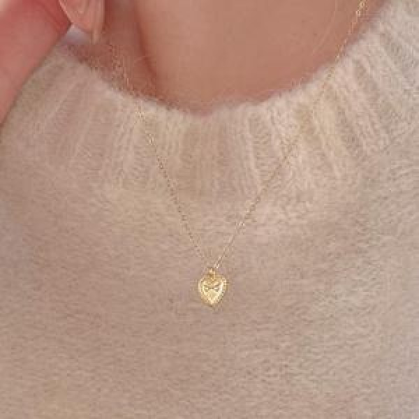 A45012 sterling silver heart simple necklace