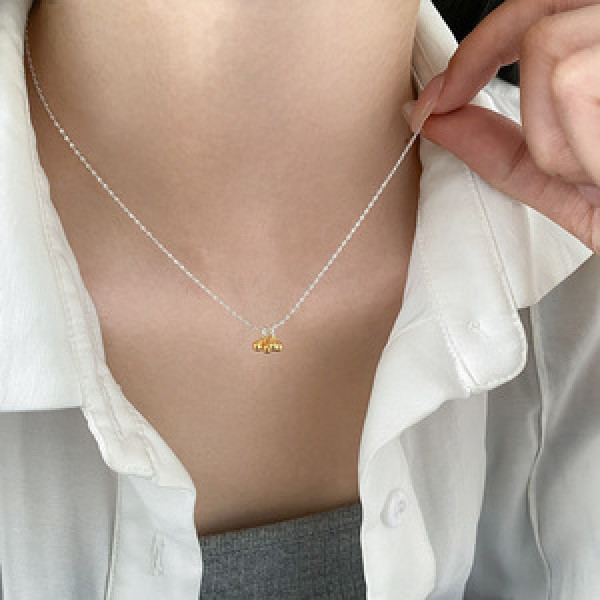 A45990 s925 silver trendy sweet ball starts necklace