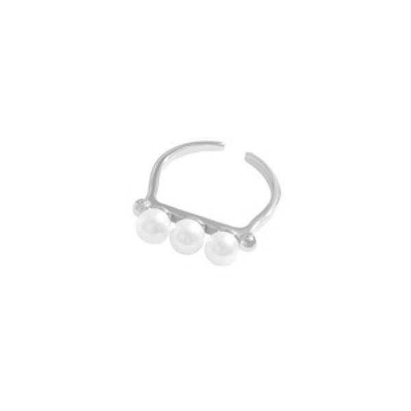 A35142 minimalist pearl adjustable sterling silverS925 ring