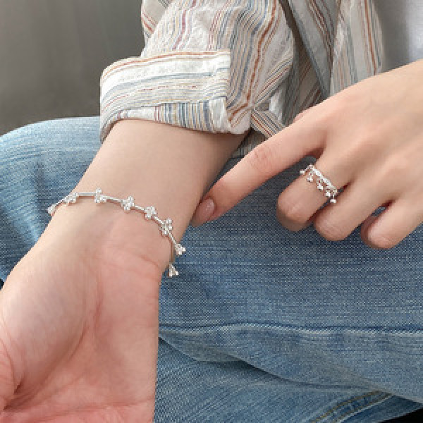 A45785 s925 silver trendy sweet dainty charm bracelet