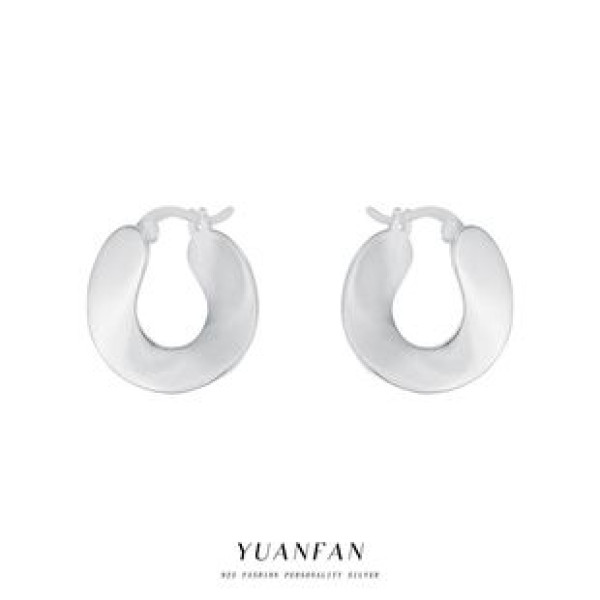 A43417 s925 sterling silver design geometric wide unique earrings