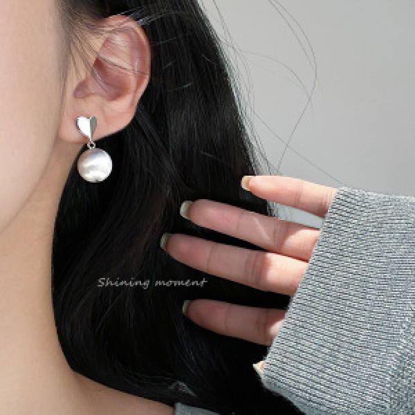 A46286 s925 sterling silver simple ball heart stud earrings