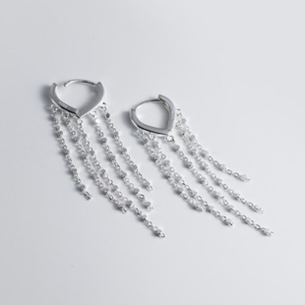 A39541 s925 sterling silver grade square fringe design earrings