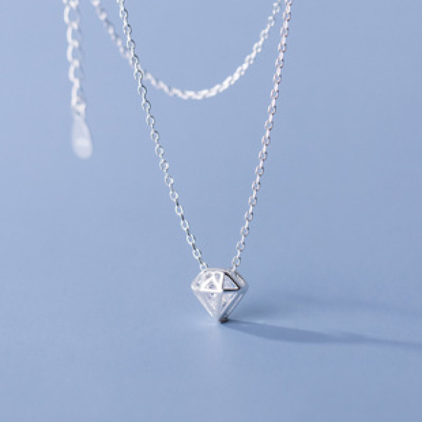A38426 s925 sterling silver rhinestone gemstone design elegant necklace