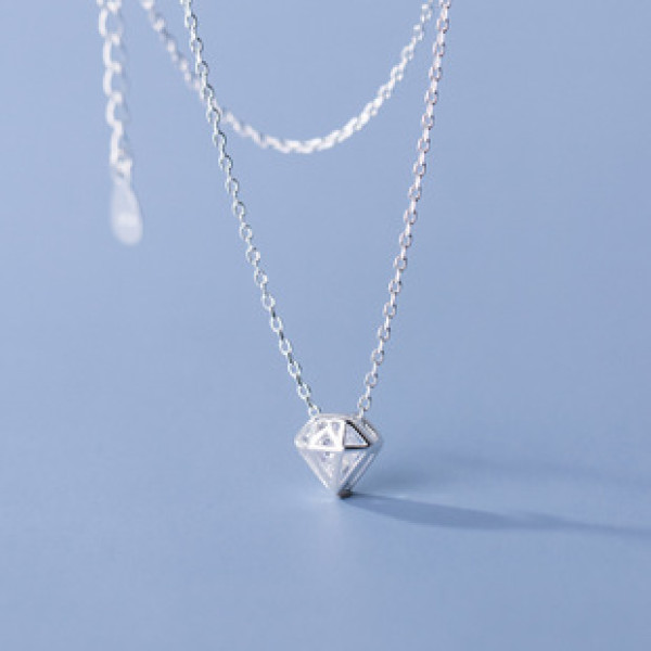 A38426 s925 sterling silver rhinestone gemstone design elegant necklace
