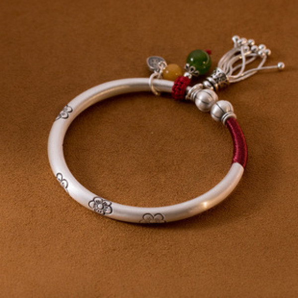 A38118 silver thai fringe vintage adjustable bangle bracelet
