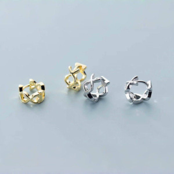 A46357 s925 silver trendy hollowed weave earrings
