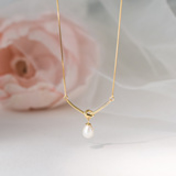A44541 s925 silver simple natural pearl rope necklace