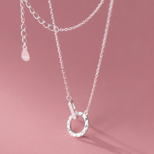 A38425 s925 sterling silver circle trendy elegant necklace