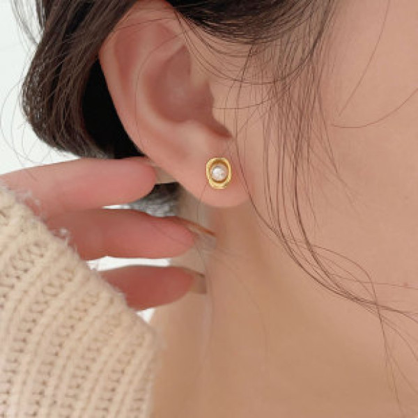 A41018 sterling silver pearl stud simple elegant earrings