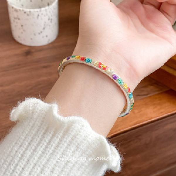 A45872 silver colorful flower butterfly gold bangle bracelet