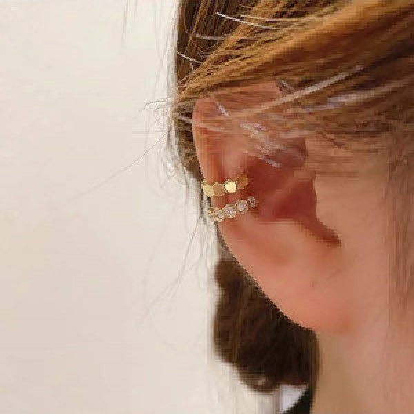 A44544 s925 silver simple rhinestone clipon symmetric earrings