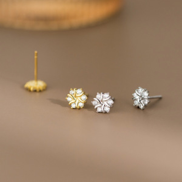 A44822 s925 sterling silver rhinestone christmas snowflake stud fashion earrings
