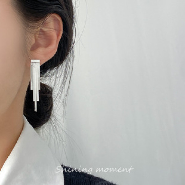 A41675 s925 sterling silver fringe simple design earrings