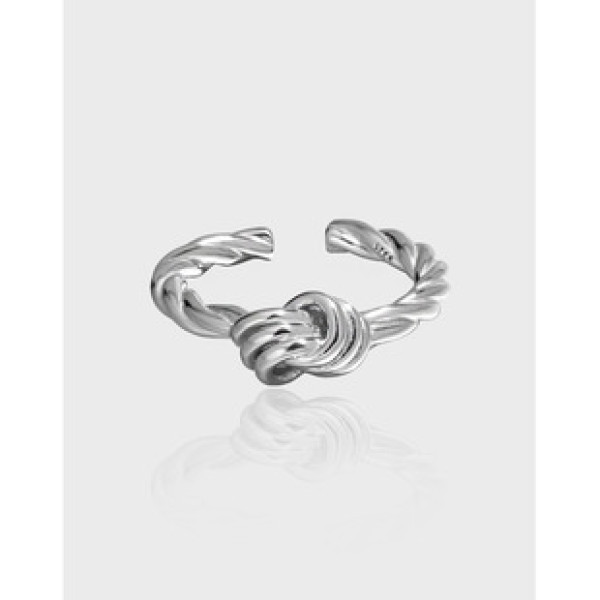 A38658 s925 sterling silver vintage twist rope adjustable ring