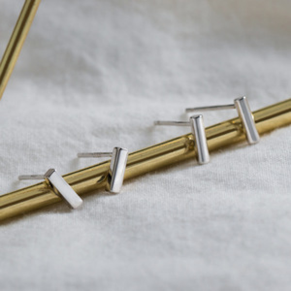 A43689 s925 silver stud simple square trendy geometric earrings