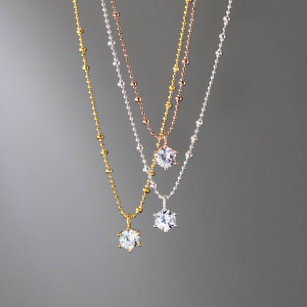 A44124 s925 silver trendy sweet dainty rhinestone necklace