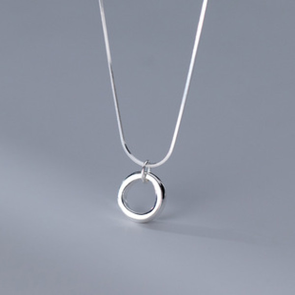A41430 s925 sterling silver simple circle design elegant necklace