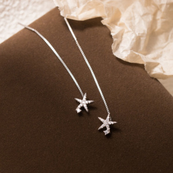 A44755 s925 sterling silver trendy sweet dainty rhinestone string stud earrings