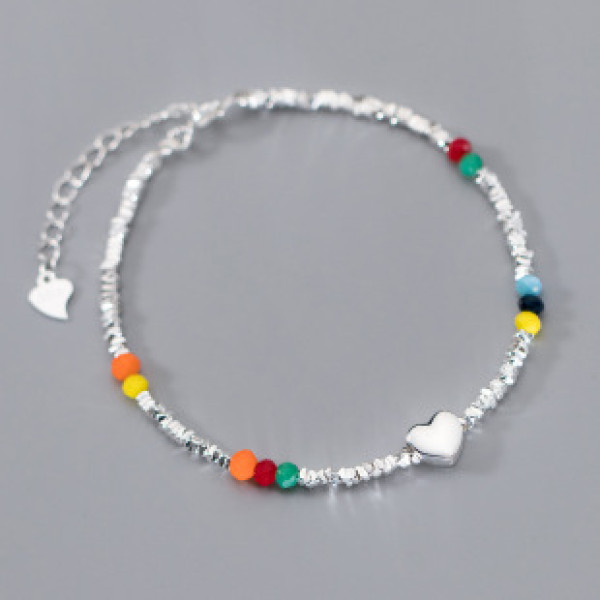 A41081 s925 sterling silver heart charm trendy design bracelet