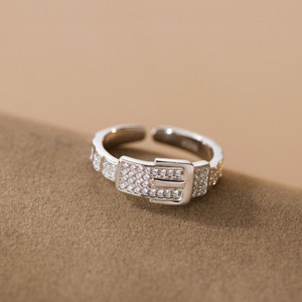 A45681 s925 sterling silver sparkling sweet rhinestone initial ring