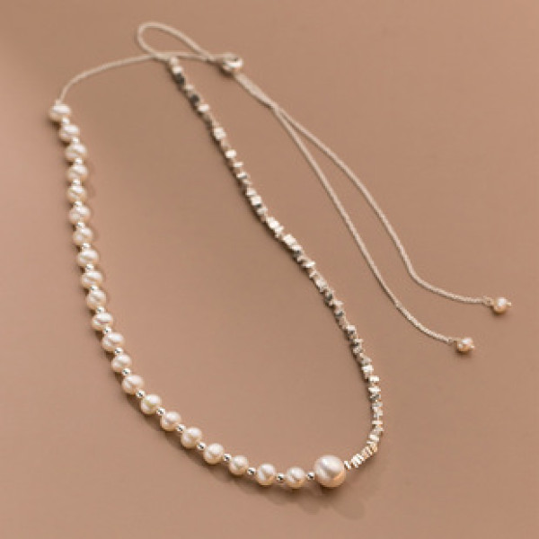 A37526 s925 sterling silver pearl vintage necklace