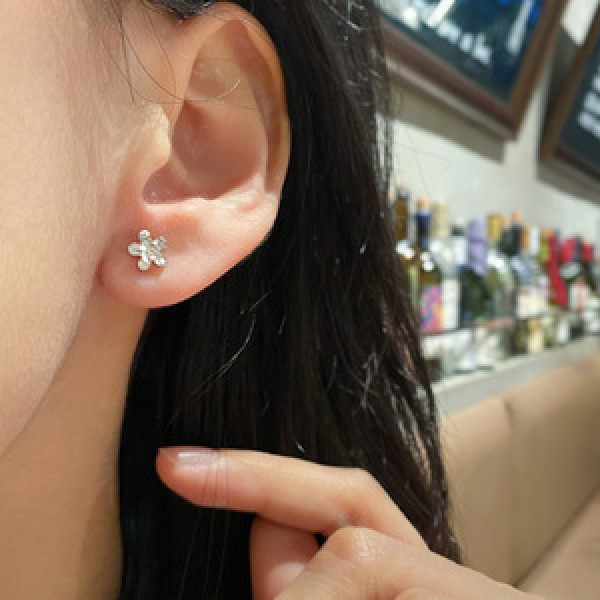 A45876 s925 sterling silver trendy sweet flower stud earrings