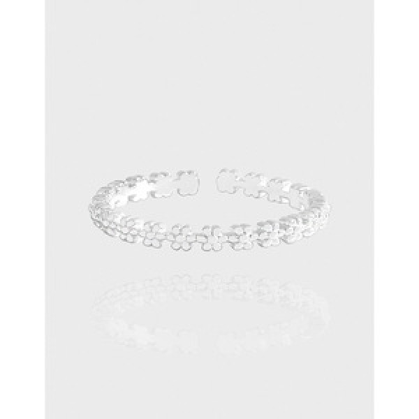 A43653 trendy flower sterling silver s925 adjustable ring