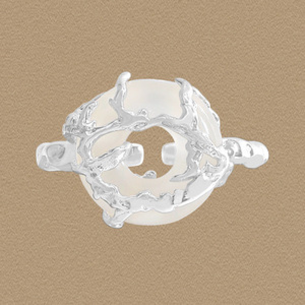 A44290 circle agate sterling silver s925 ring