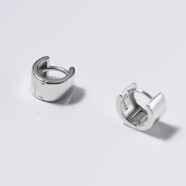 A44457 s925 silver simple trendy geometric circle cute elegant earrings