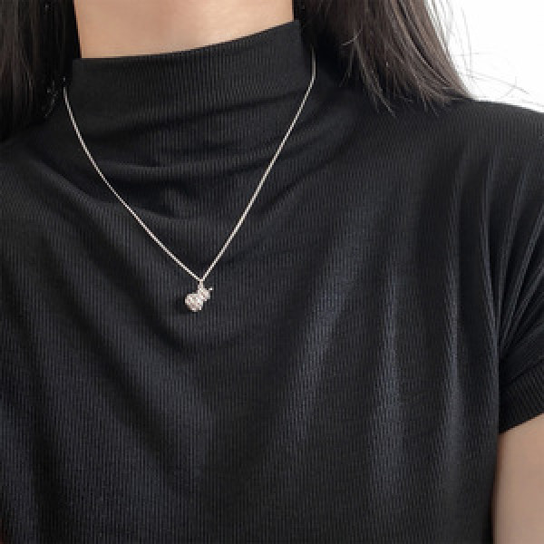 A46114 s925 silver dainty simple elegant hollowed necklace