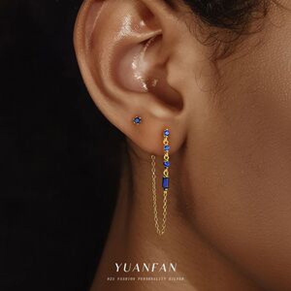 A44448 s925 sterling silver minimalist geometric stud fringe fashion trendy earrings
