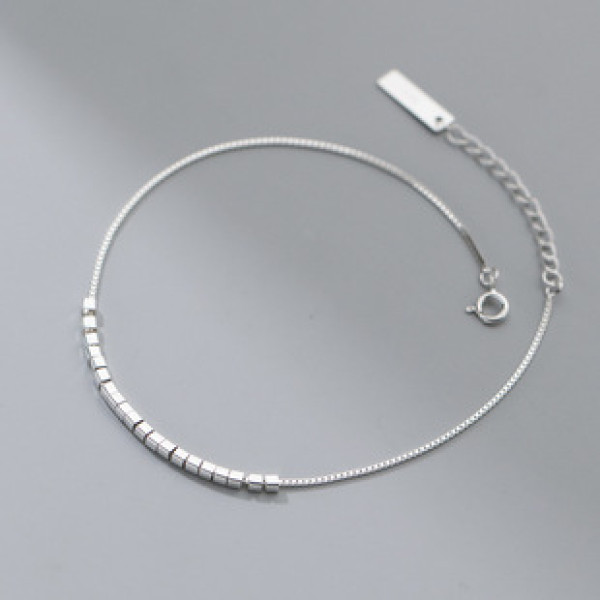 A37845 s925 sterling silver simple square anklet design geometric